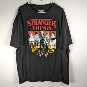Stranger Things Mens 3XL Graphic T Shirt Black Netflix Eleven Cast Tee Cotton